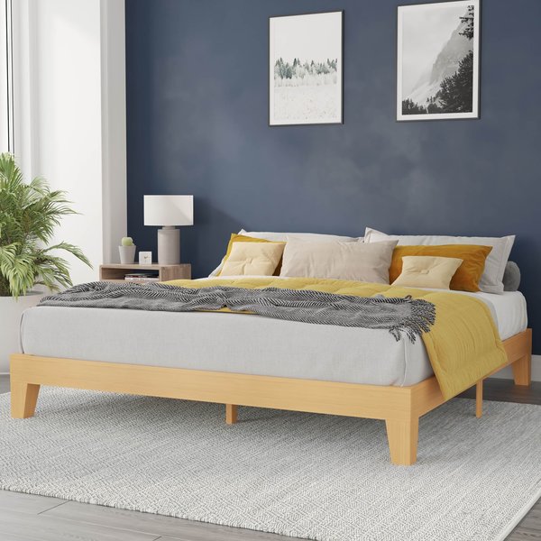 Flash Furniture Natural Pine King Size Solid Wood Platform Bed YKC-1090-K-NAT-GG